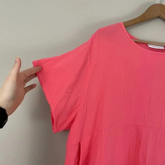 Bryn Walker Coral Pink Gauzy Cotton Babydoll Dress Size Large - Picture 7 of 7